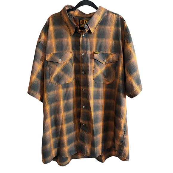 Dixxon Big Men's The Hardin Flannel Button Up Party Shirt Black & Orange Size 4X - Picture 2 of 7